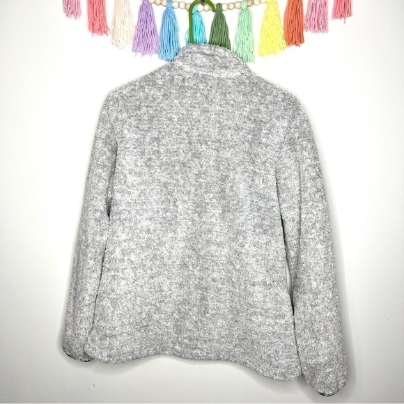 Eddie Bauer Gray Plush Soft Cozy Zip Up Jacket Size Large - Picture 13 of 16
